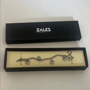 Zales Silver Heart Charm Bracelet